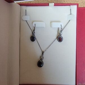 Elegant Silver and Black Jewelry Set